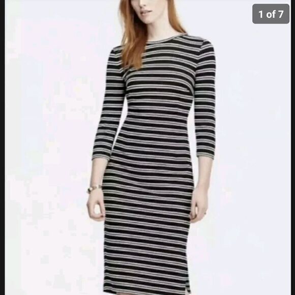 ANN TAYLOR Striped Sheath Dress - Size Medium - Picture 1 of 8